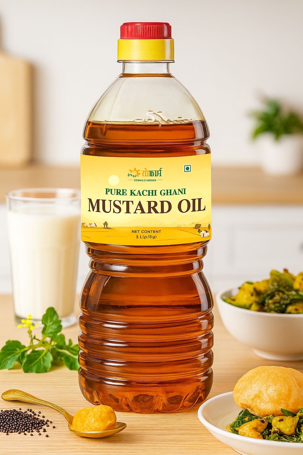 Pure Mustard Oil 1 Ltr, No Mixing, No Preservative