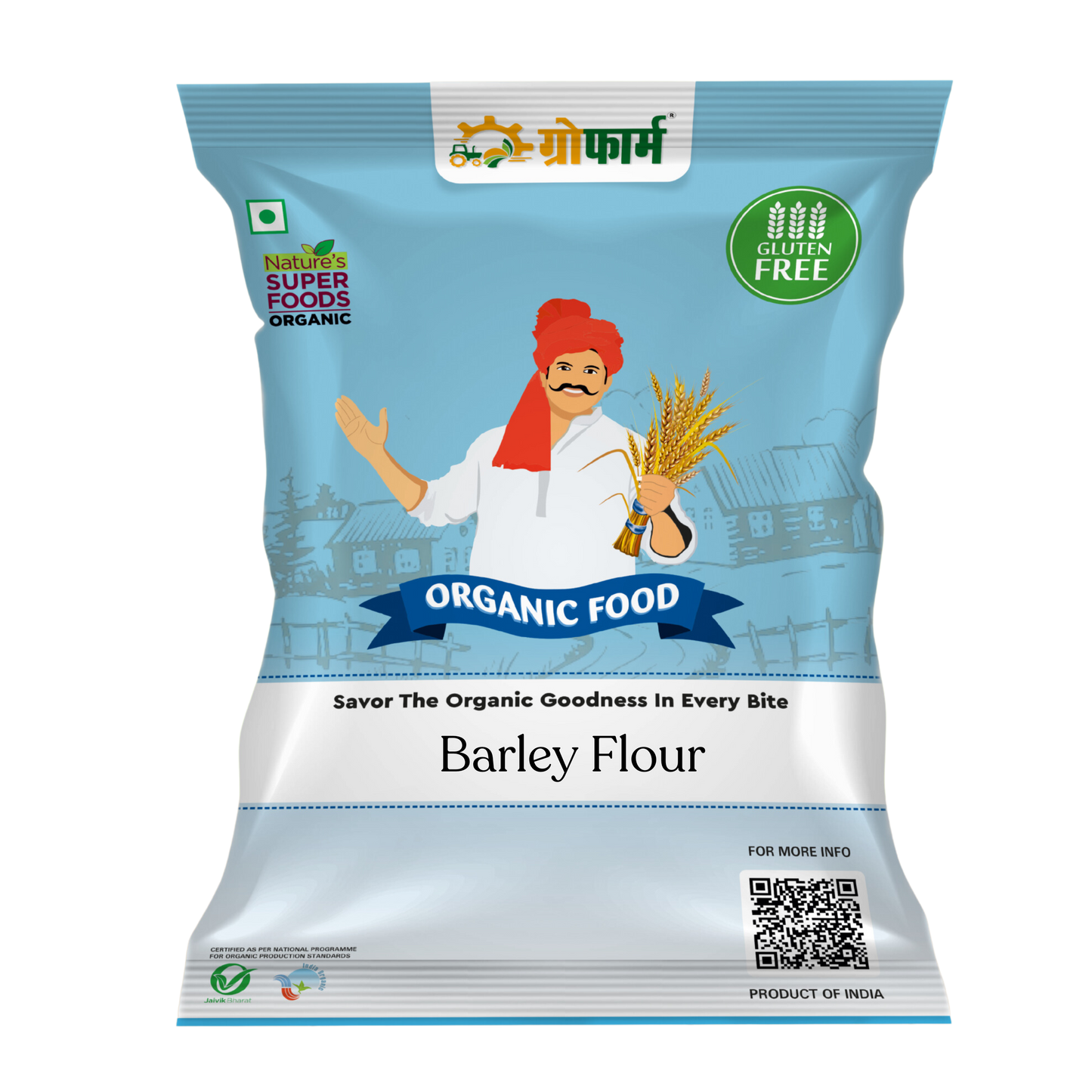 Growfarm Pure Organic Barley/ Jau Flour | No Mixing | Hand Processed | No Preservatives 4 Kg