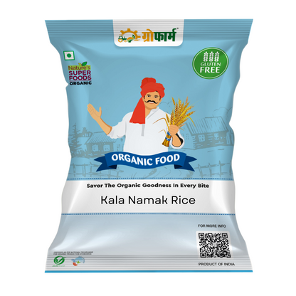 Growfarm Organic Kala Namak Rice | GI Product | Original Taste | Buddha Rice | Good Aroma 5 Kg