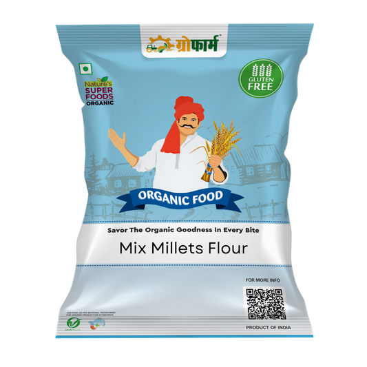 Growfarm Desi Multi Millet Atta – 100% Natural, Chemical-Free (6-Grain Blend) 4 Kg